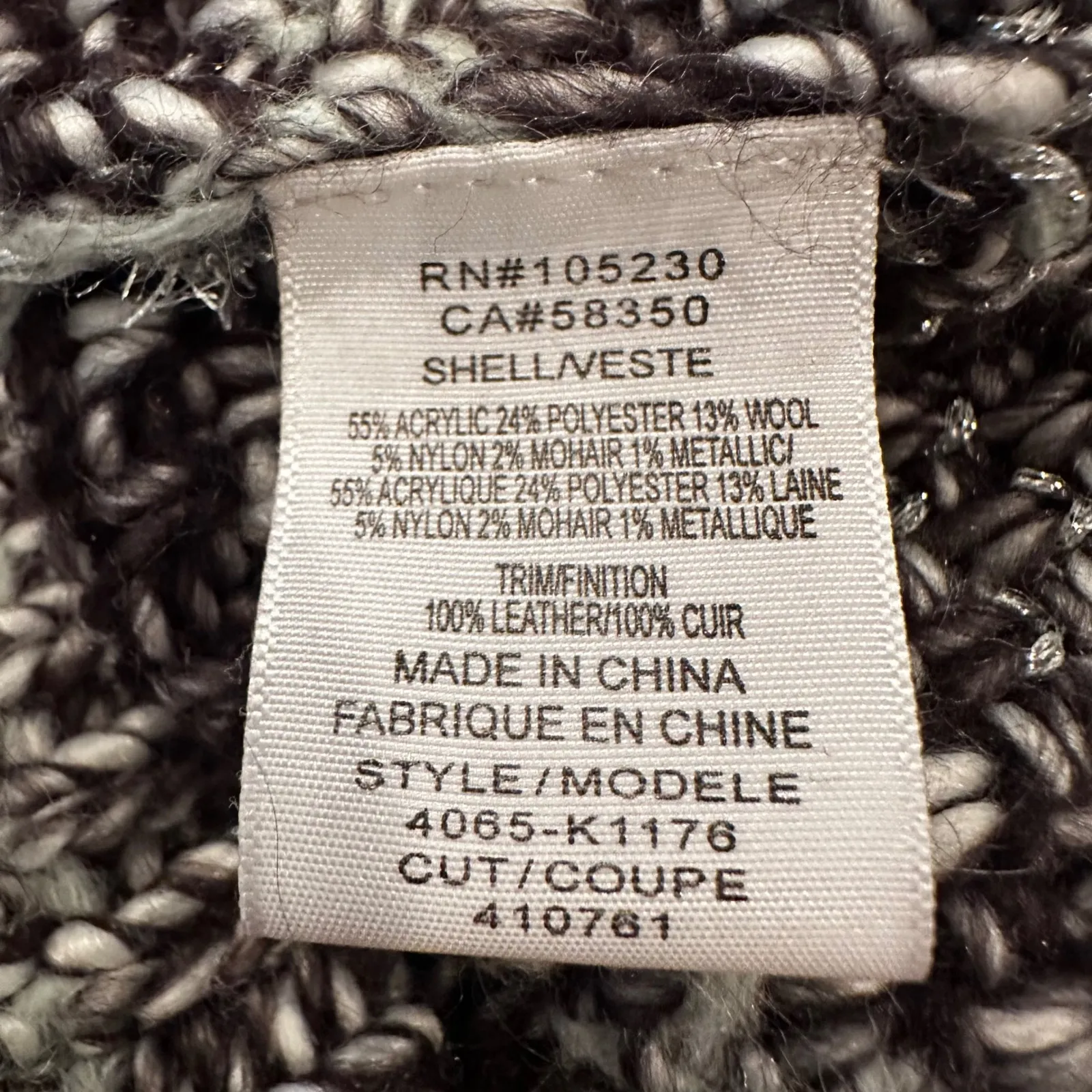 Joie Jacolyn Leather Trim Knit Cardigan Jacket Womens Medium Black Career Luxury - Image 10