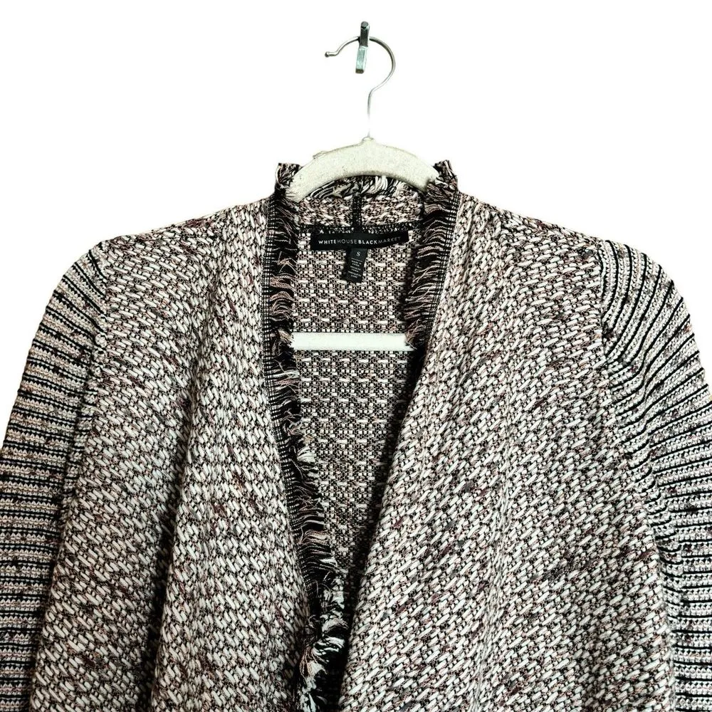 White House Black Market Sweater Jacket Womens Small Multicolor Tweed Open Drape - Image 2