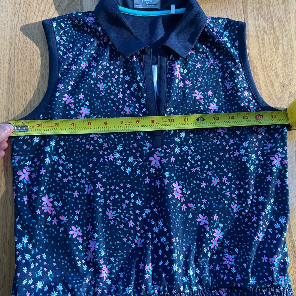 NWT Callaway Size Medium Sleeveless V-Inset Collar Navy Blue Floral Dress Golf - Image 4