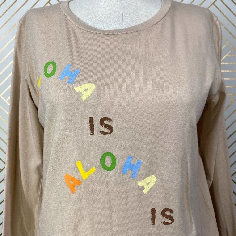 WARM Fun Aloha is Aloha Long Sleeve Graphic‎ Tee Pink - Image 3