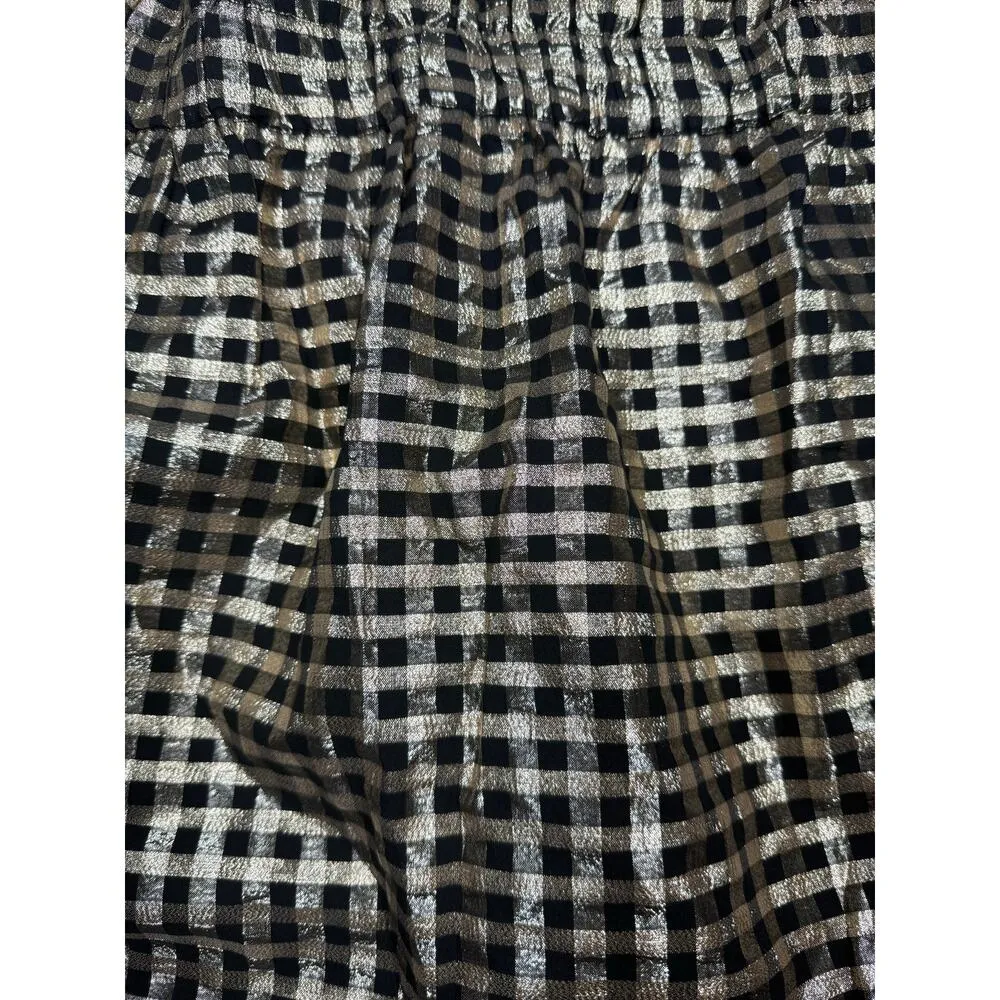 J.Crew Black Gold Metallic Gingham Mini Skirt | Size S - Image 5
