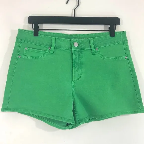 New  Green Stretch Denim Zina Shorts - Image 4