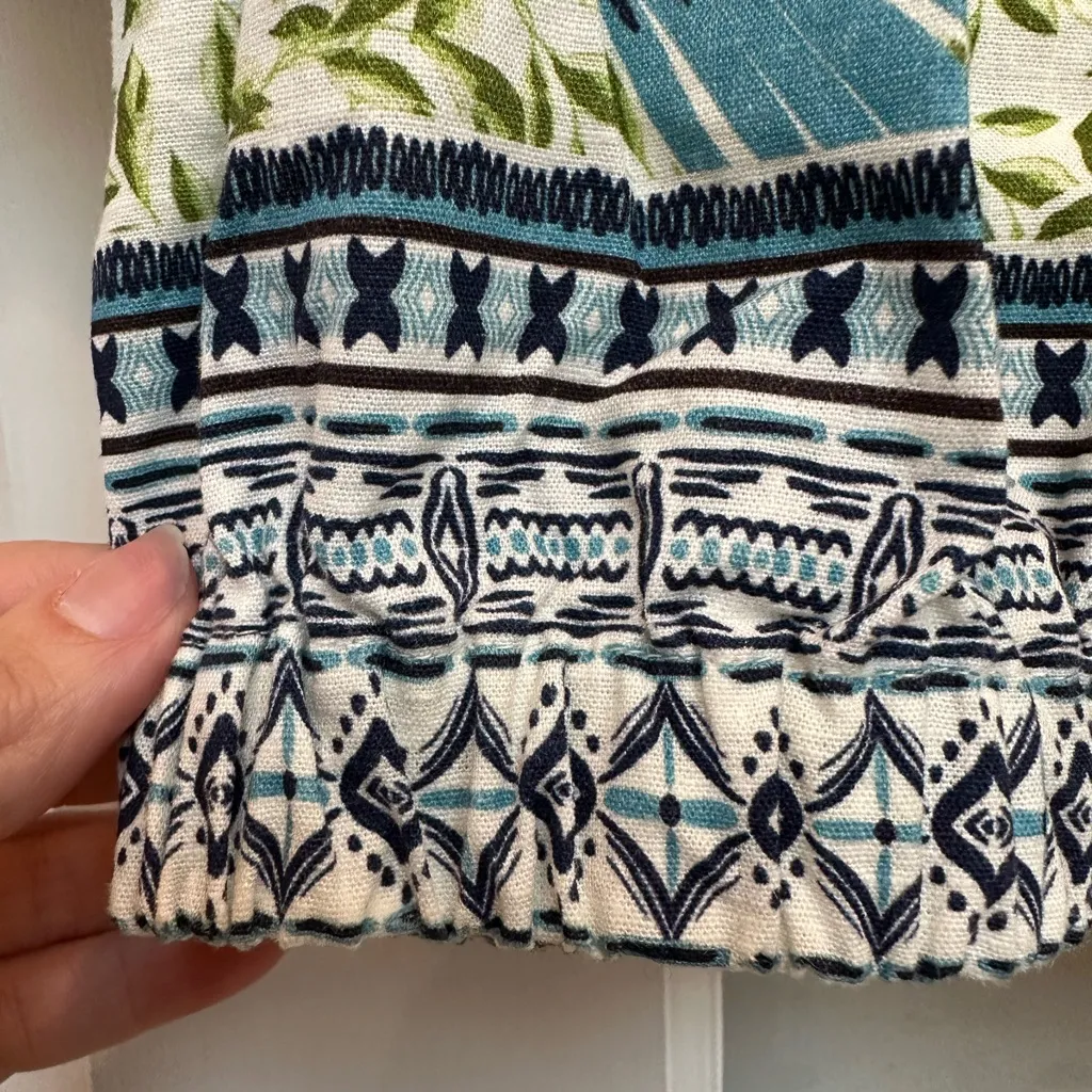 Alex Marie Linen Tropical Boho Blouse Bondi Parrot Birds Under the Palms Size XL - Image 11