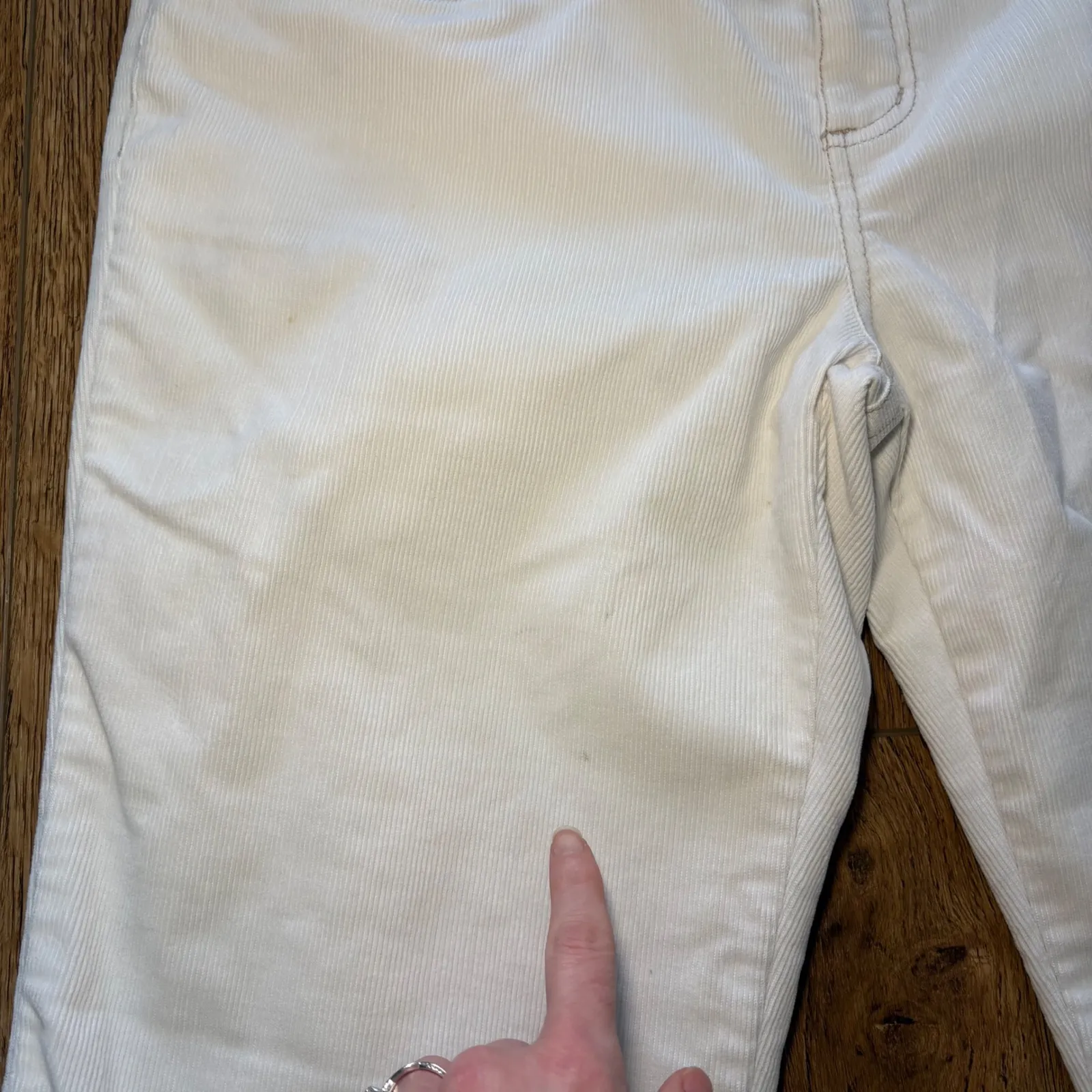 VTG y2k Aeropostale White Corduroy Flare Jeans Womens 35x32 Stretch Flap Pockets - Image 3