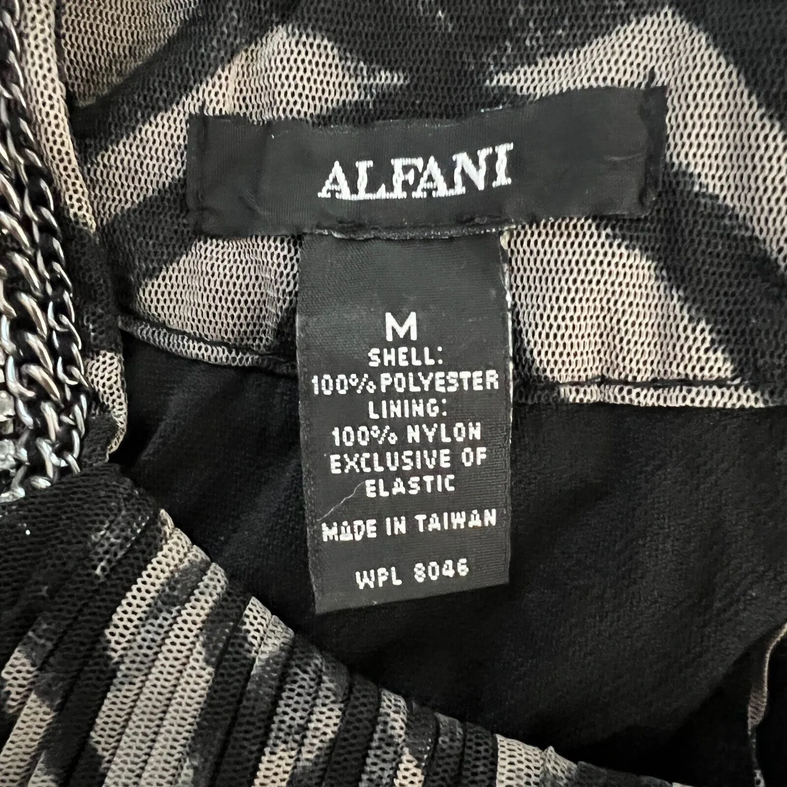 Alfani Shirt Womens Medium Black Tan Geo Print Sleeveless‎ Beaded Neckline Party - Image 7