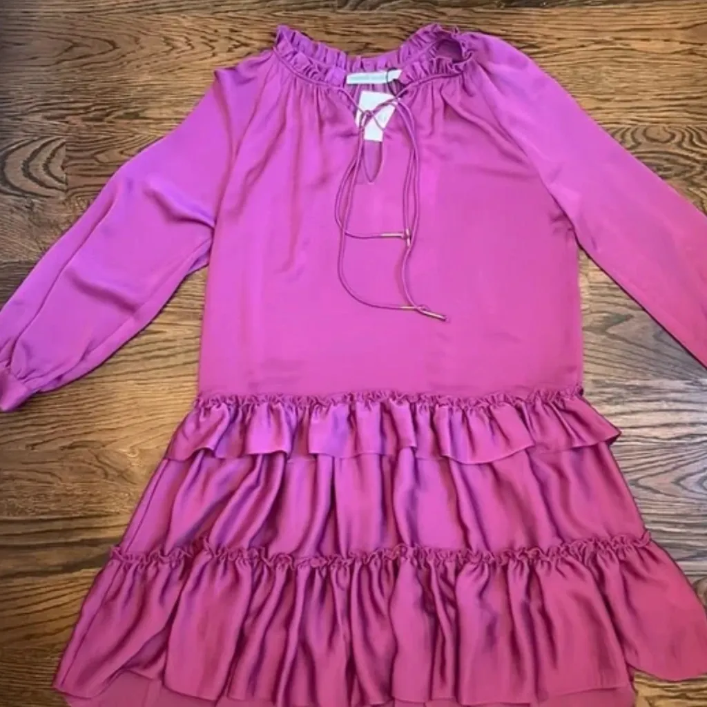 Rebecca Minkoff Tessa Tiered Dress in Beet sz Small NWT $248R - Image 4