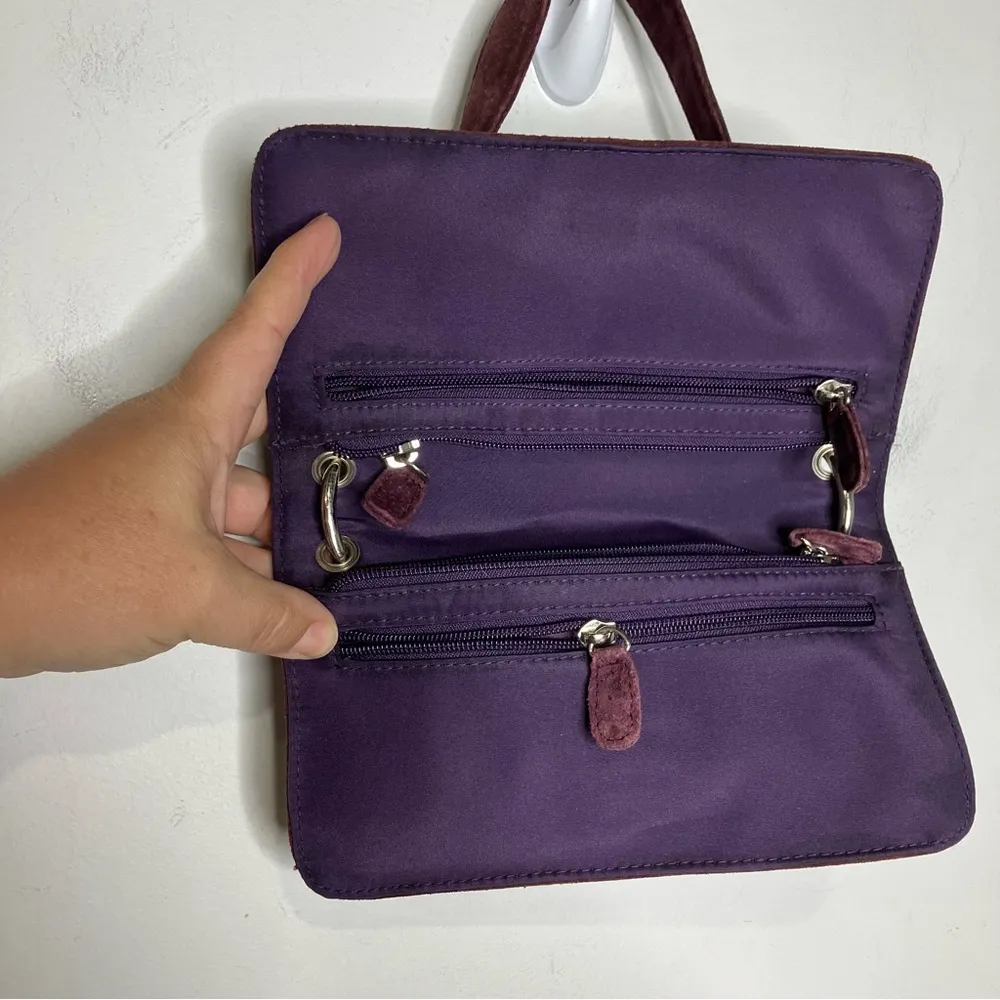 Y2K Wilson leather maxima deep purple plum suede leather shoulder bag 8.5”x4.75” - Image 4
