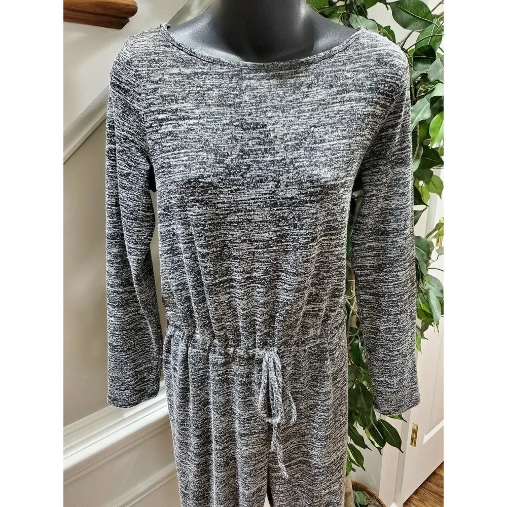 Love J Women Gray Rayon Round Neck Long Sleeve Adjustable Waist Jumpsuits Size M - Image 5