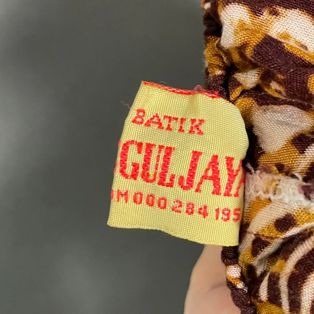 Batik Lounge Pants Brown Abstract Pattern Stretch Waist Ankles Boho Hippie‎ - Image 8