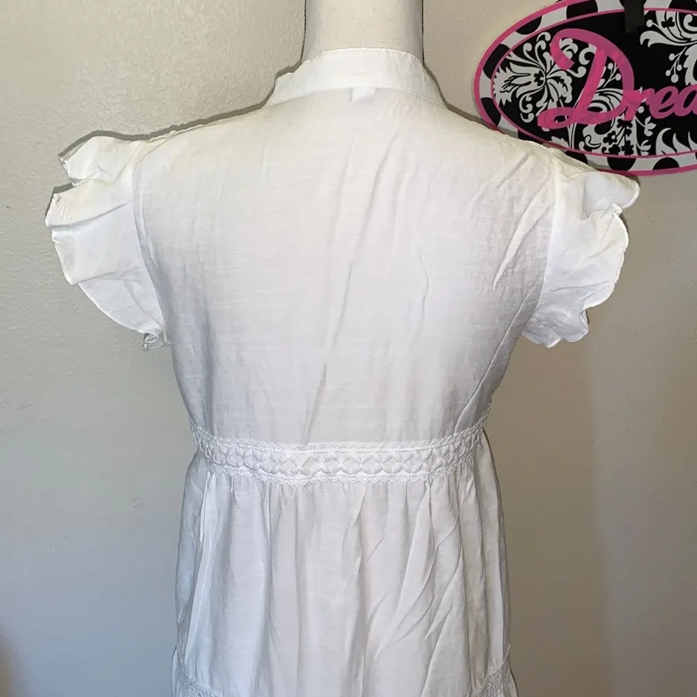 White Cover Up Flutter Sleeves Lace Eyelet dress - Image 6