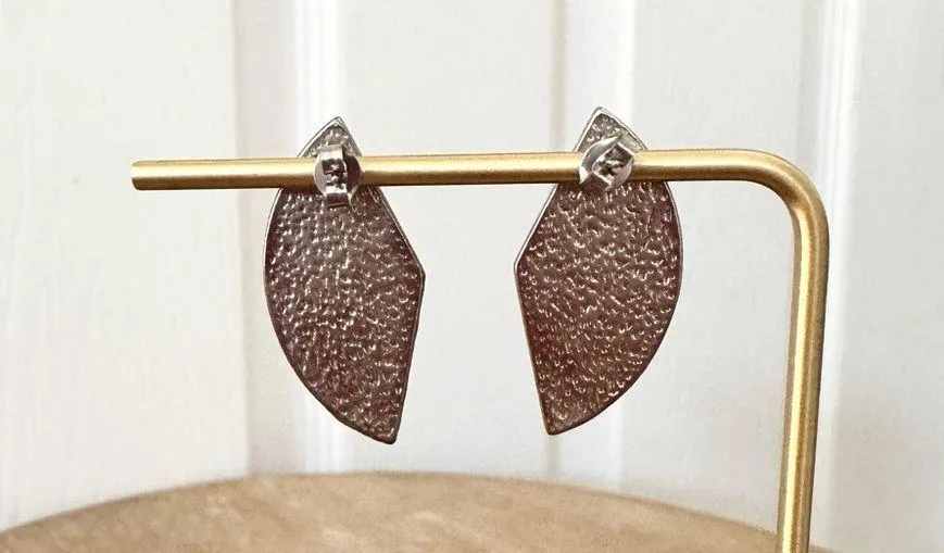 Silver Tone & Turquoise Red Black Fan Zig Zag Accent Hanging Stud Earrings NWT - Image 5