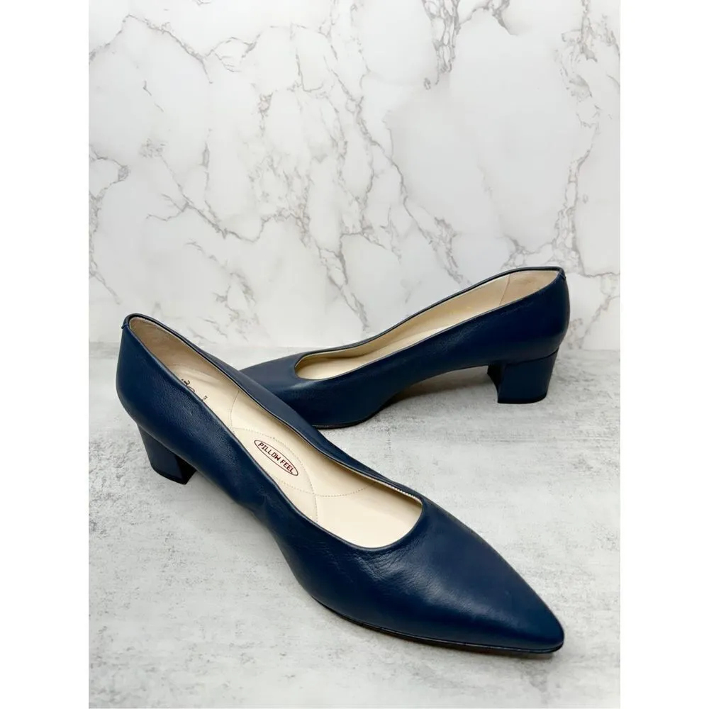 Amalfi Pumps Womens Size 11.5 Blue Leather Pavone Parmasoft Pointed Toe NEW - Image 6