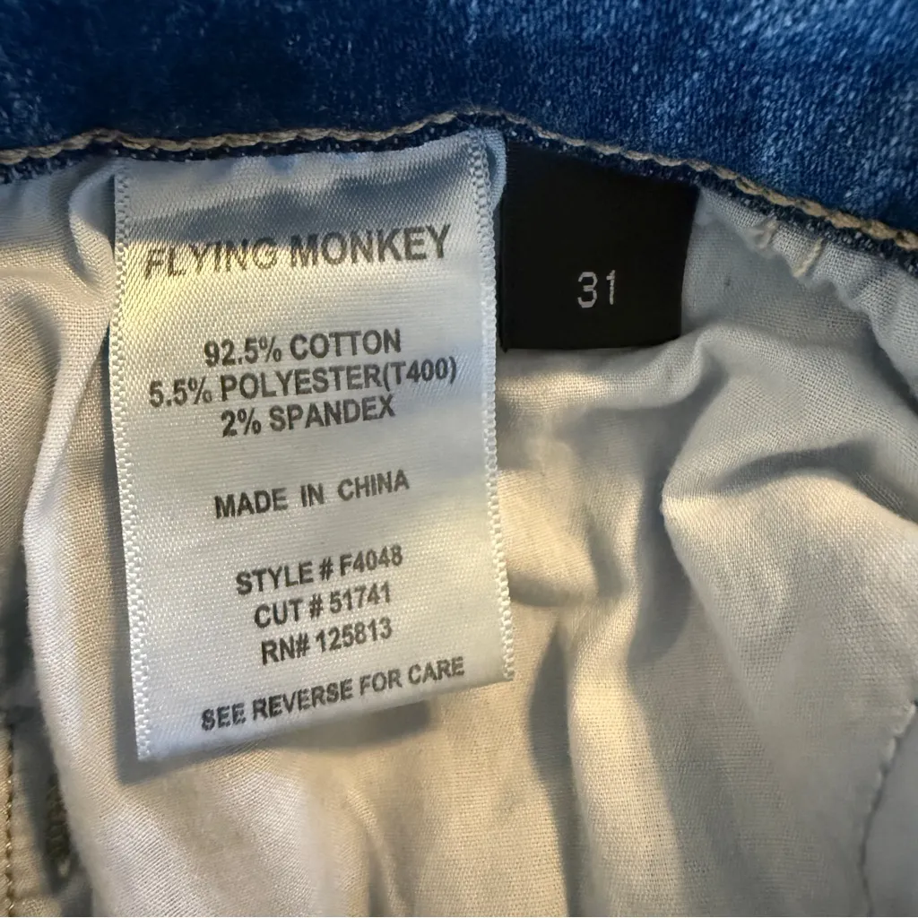 FLYING MONKEY HIGH RISE DISTRESSED RELEASED HEM FLARE JEANS - F4048 - WOMEN’S 31 - Image 10