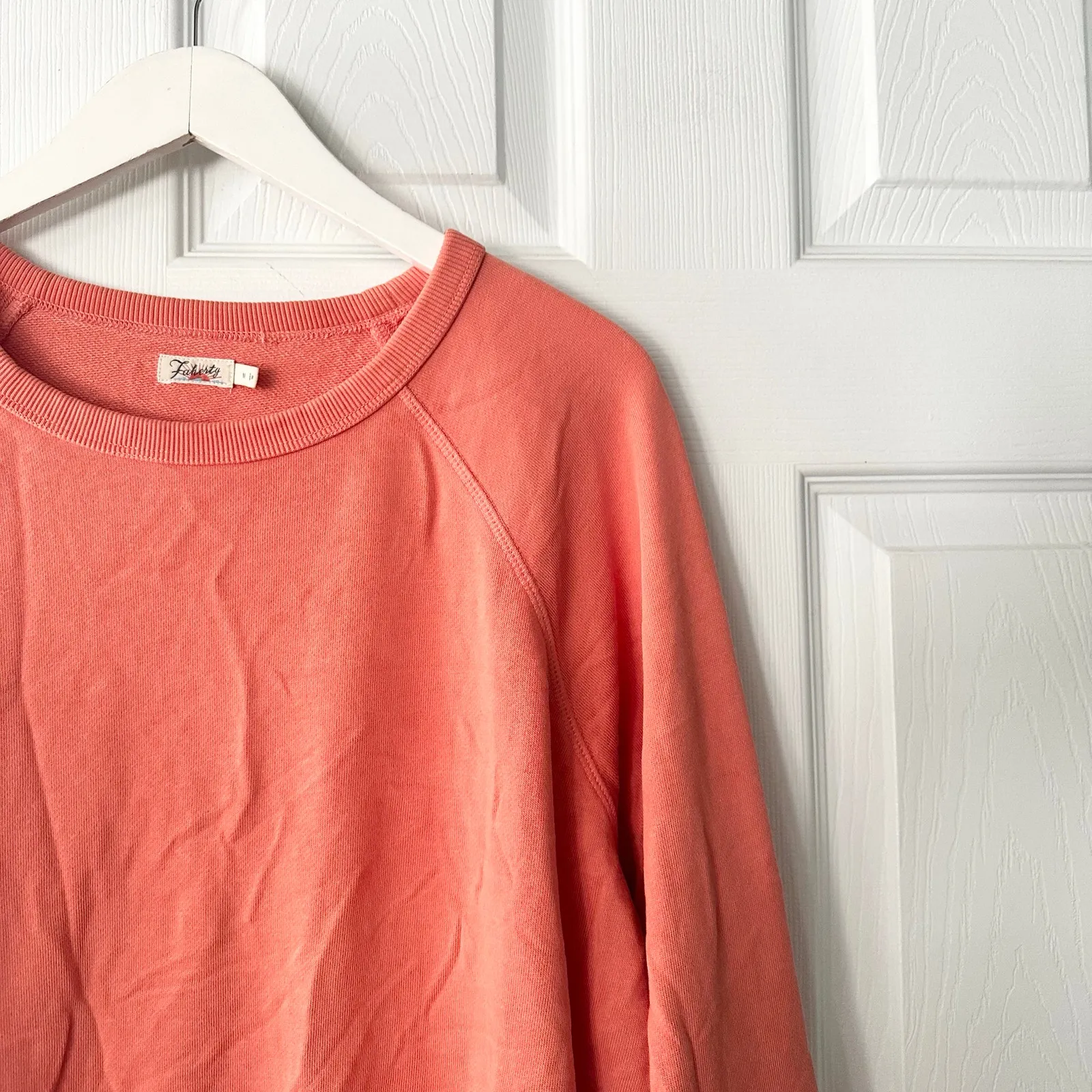 Faherty Bright Orange Sudadera Coastal Cloud Crewneck Sweater Medium - Image 5