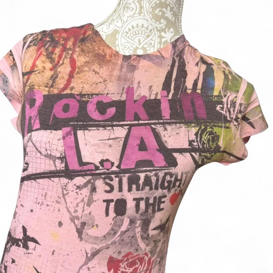 Next Level Apparel Burnout Tee Y2K Rock Star GF Indie Grunge Size Large Graphic - Image 2