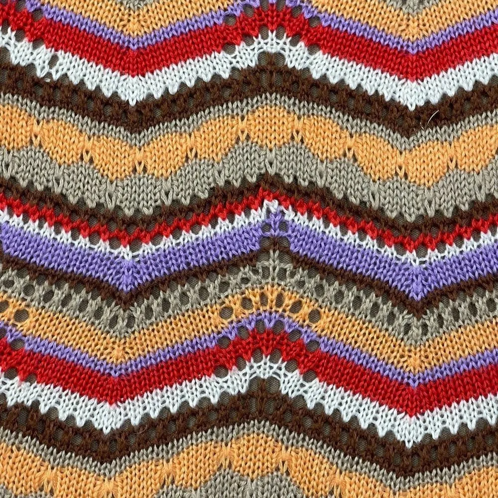 SO Goods for Life Knit Halter Dress Chevron Pattern Orange Tan Red Size XS Extra - Image 4