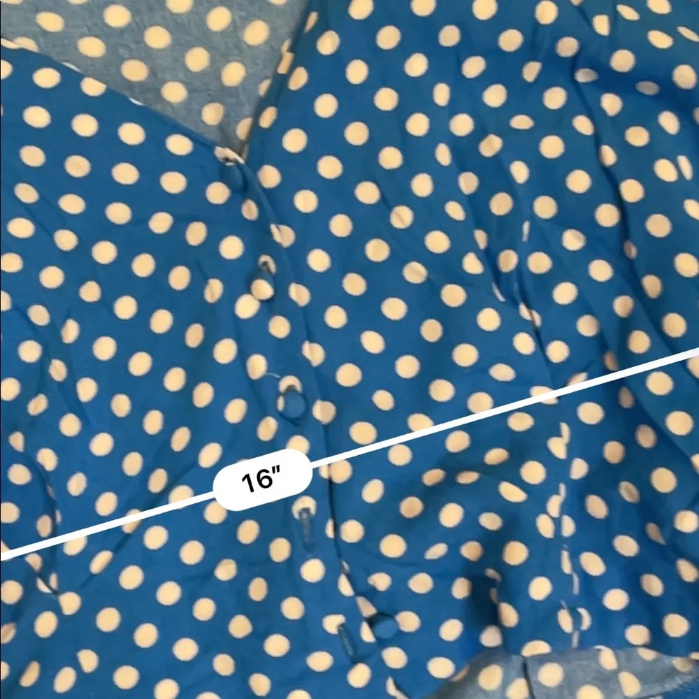 Zara blue polka dot button down blouse - Image 4