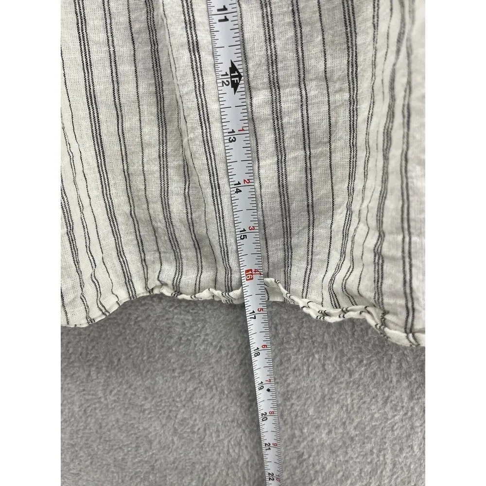 Banana Republic Women's Blouse Sweetheart Neck Striped Linen Size Medium Trapeze - Image 7
