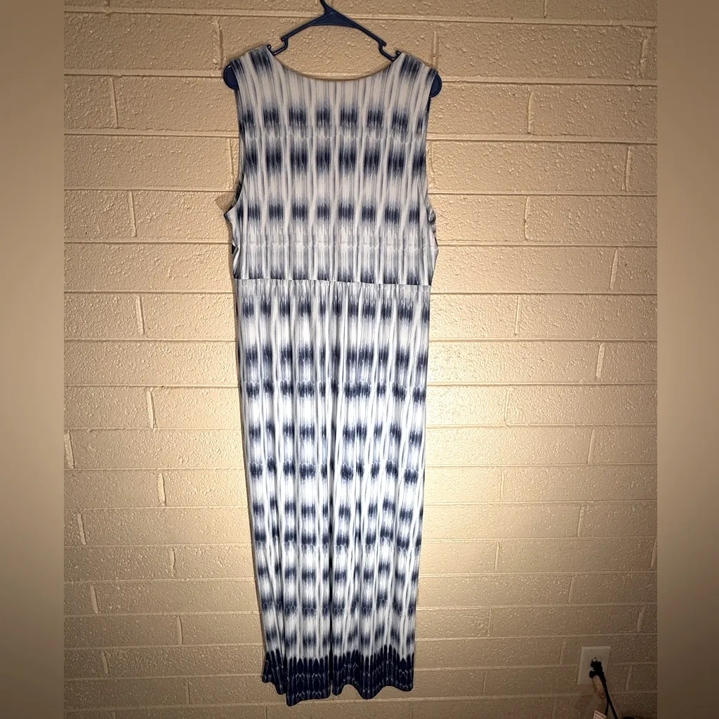 Ruby Rd. Navy and White Patterned Maxi Dress Blue Size XL - Image 2