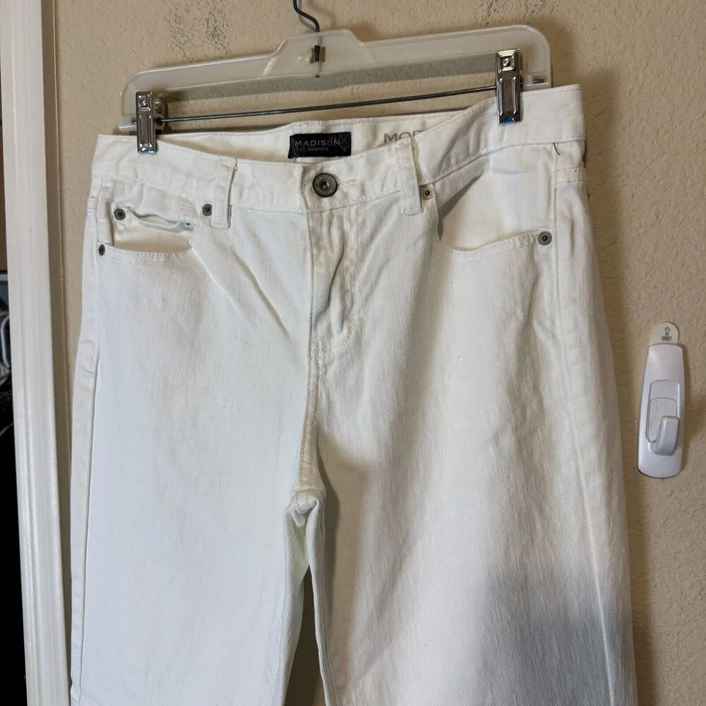 Madison White Jeans Stretch Modern Bootcut Denim womens sz 10/32 flare long - Image 2