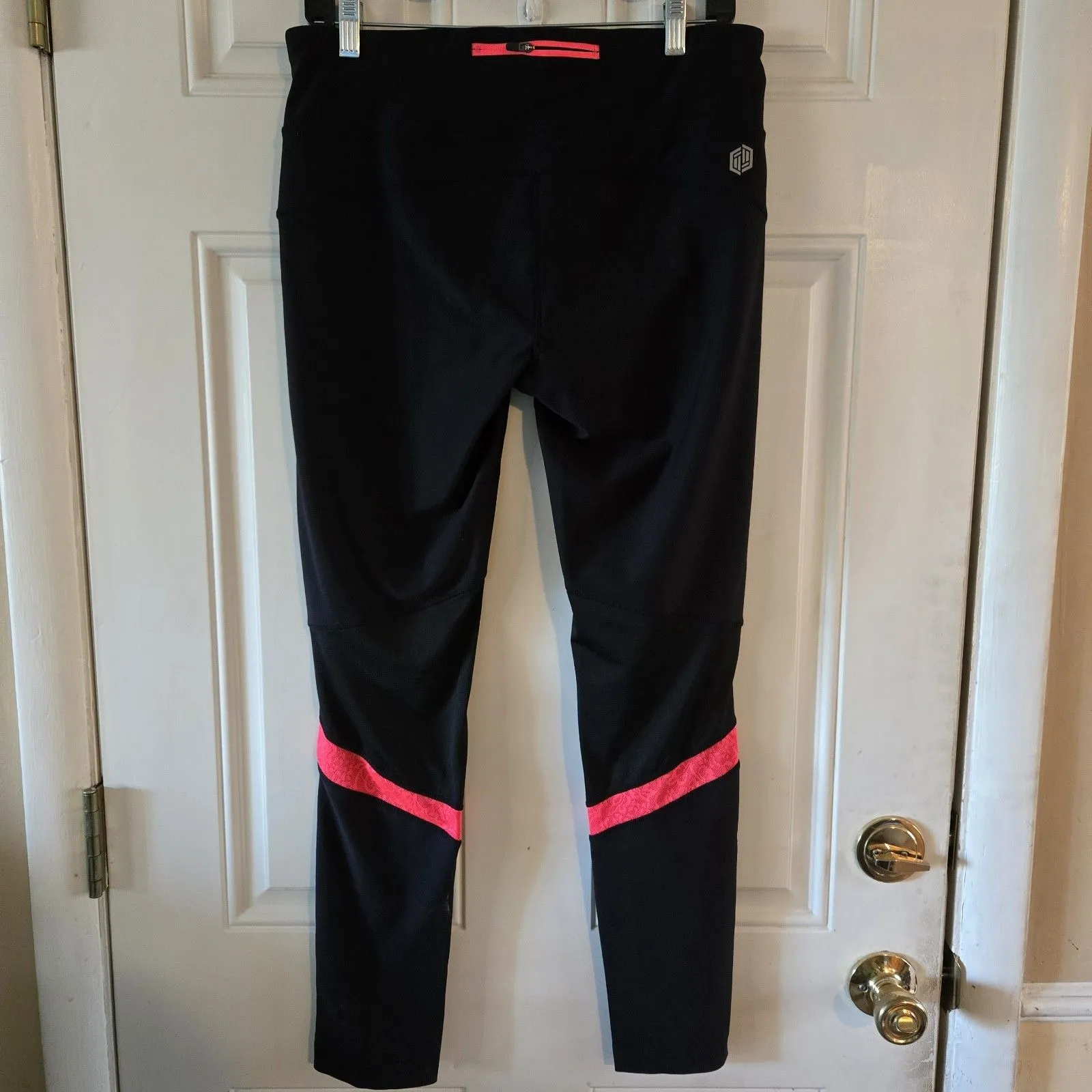 BKE Sport Black Pink Trim Active Leggings Women’s Large Stretch Zip Pocket Yoga - Image 2