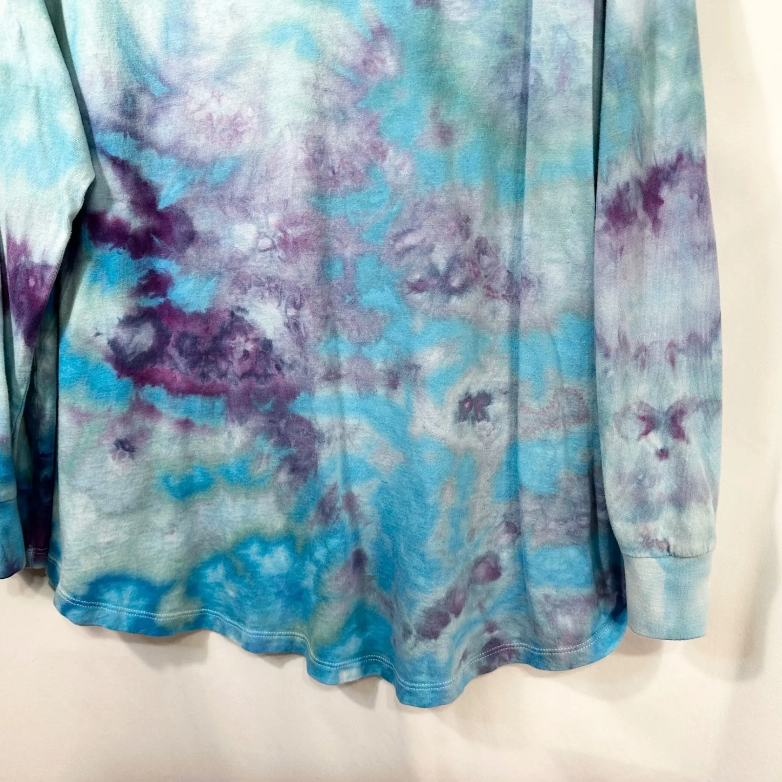 Terra & Sky Plus Size 2X Top Handmade Tie Dye Long Sleeve Blue Purple Boho 473 - Image 8