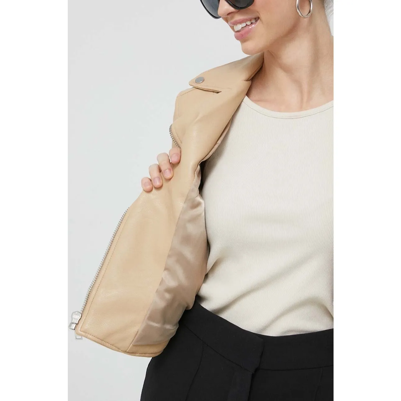 Abercrombie & Fitch Vegan Faux Leather Moto Motorcycle Jacket Womens L New NWT - Image 8