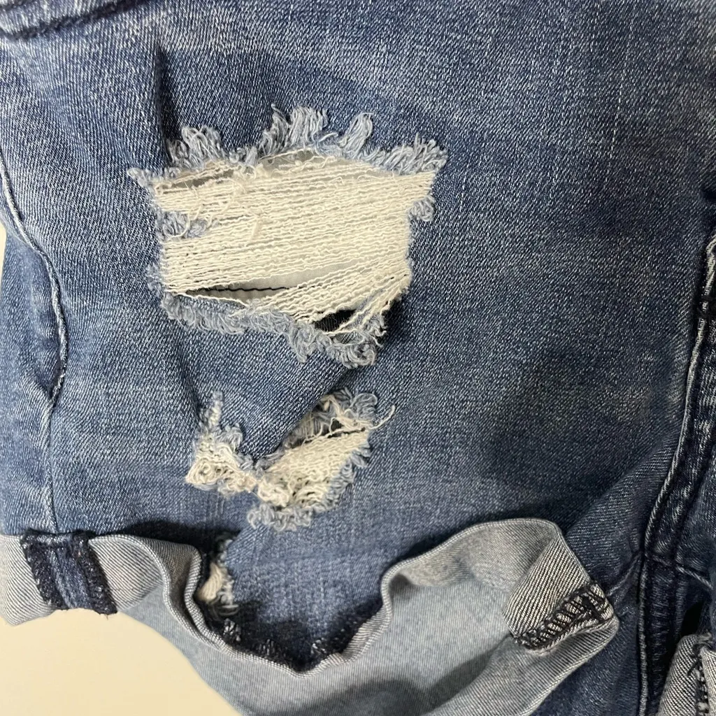 PacSun Super Stretch Shortie Sz 25 cut off Blue Distressed Jean Shorts excellent - Image 3