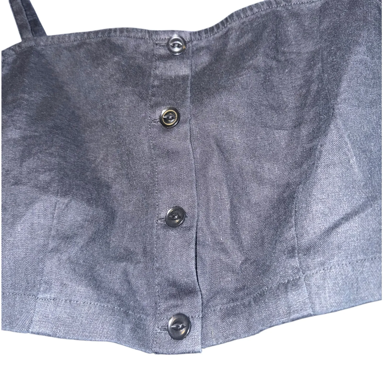 NWT Outerknown Eclipse Linen Cropped Tank Top Womens Small Button Down Old Money Black - Image 5