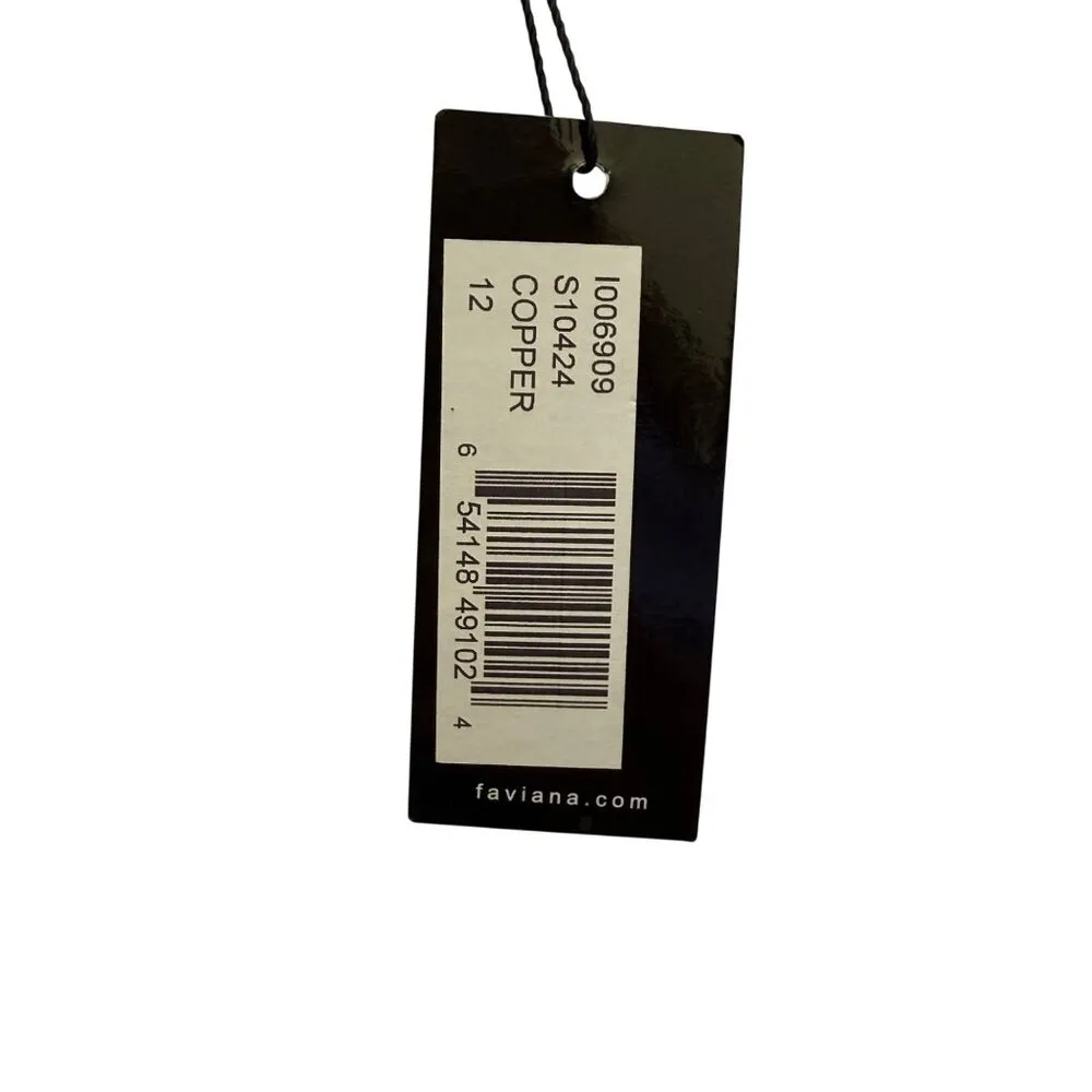 Faviana Metallic Shimmery A-Line V-Neck Gown S10424 Gold Size 12 NWT - Image 3