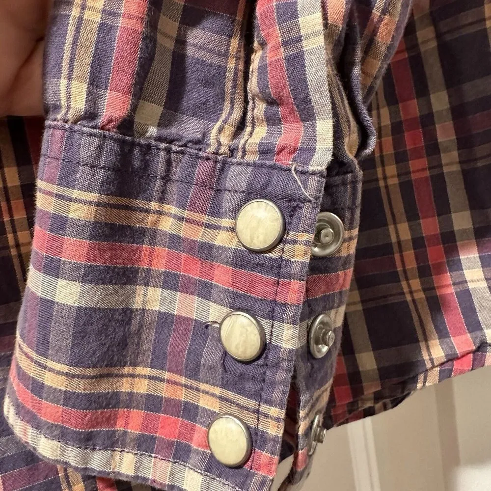 Lucky Brand Shirt Womens Small Gray Pink Orange Long Sleeve Button Up Outdoor - Image 6