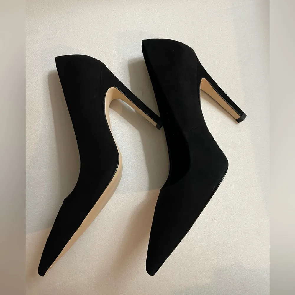 NIB Good American Black Suede Heels Pumps Size 8.5 - Image 8