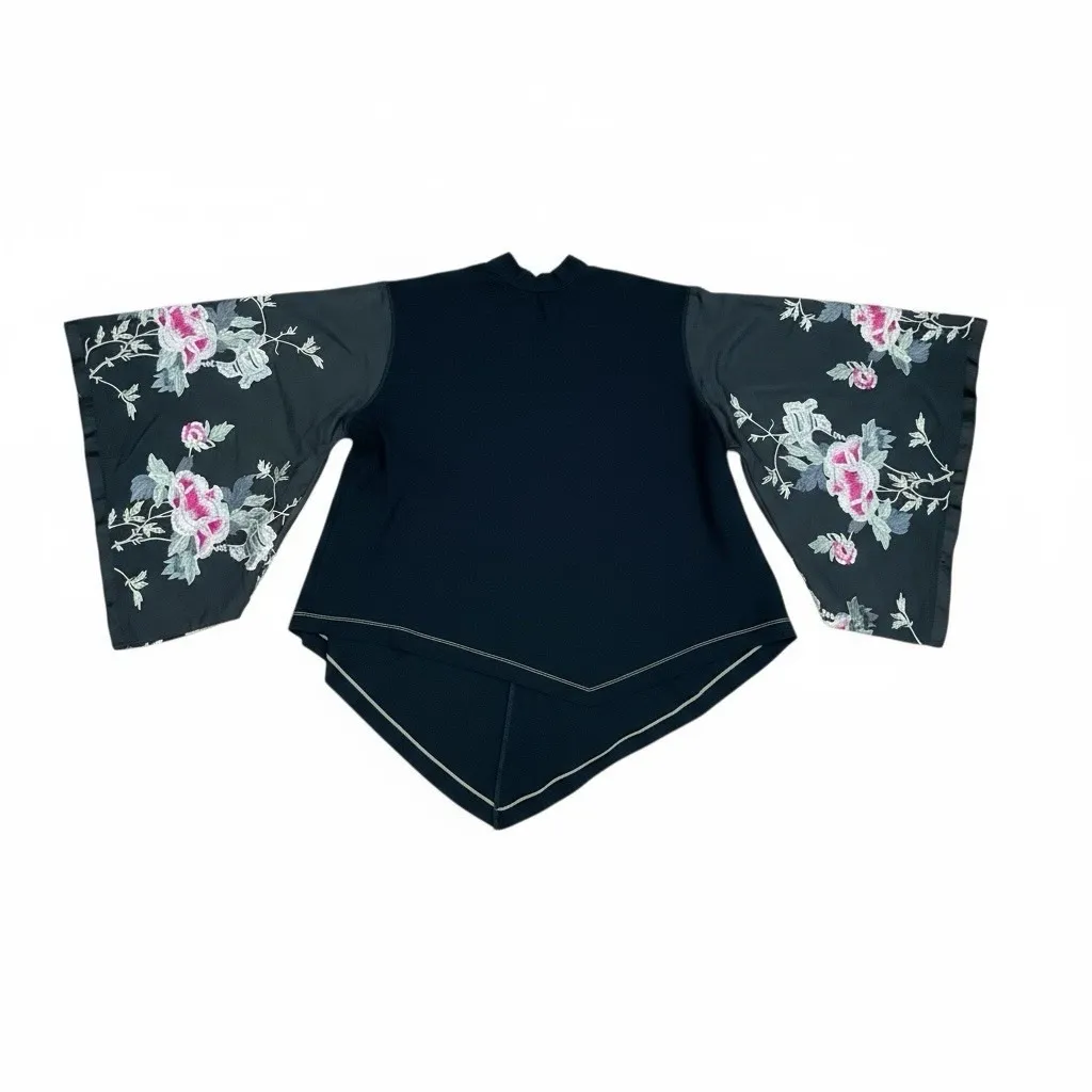 Free People Sydney Tuesday Embroidered Floral Kimono Tunic Top XS Oversized - Image 5