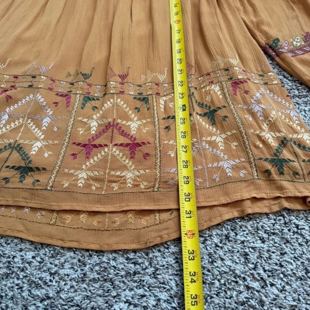 Free People Embroidered Rhiannon Mini Dress Long Sleeve Bohemian Festival Size S - Image 5