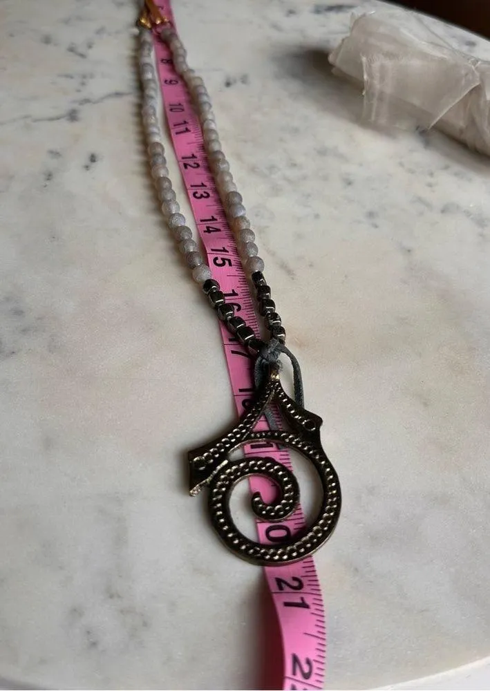 Boutique Handmade Beaded Metal Pendant Necklace 20” - Image 8