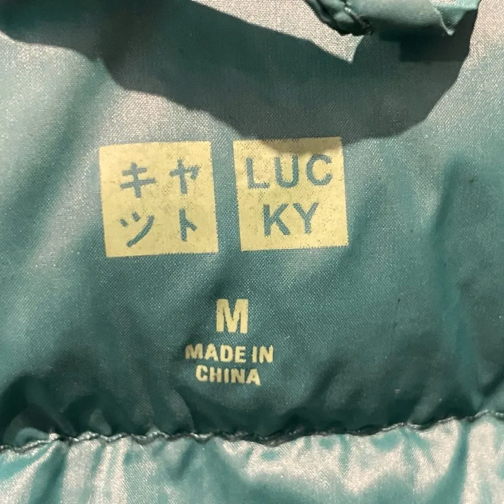 Lucky Y2K Sleeveless Full Zip Puffer‎ Vest With Pockets Green Size Medium - Image 6