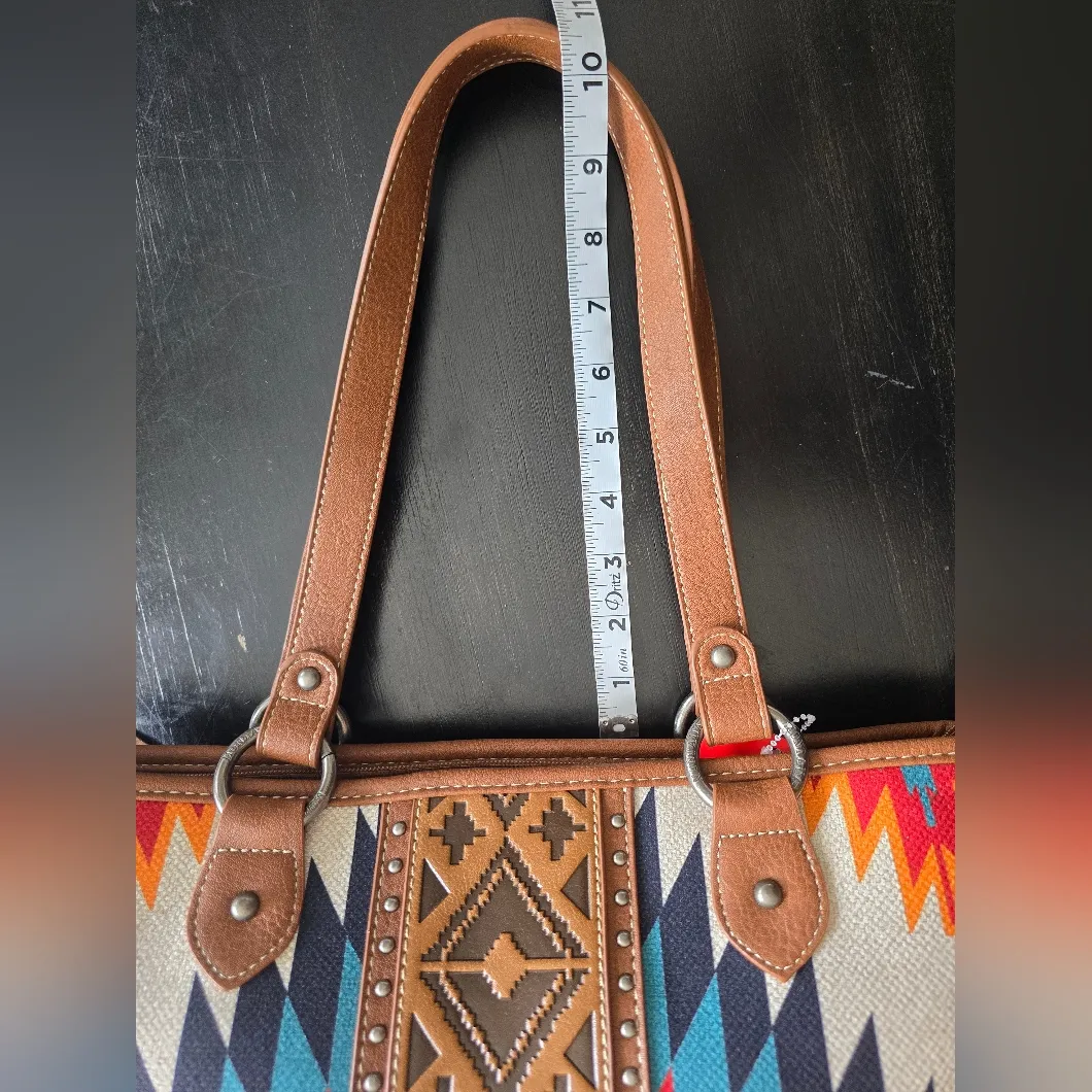 Western Aztec Tapestry‎ Concealed Tribal Carry Tote Bag Ivory - Image 7
