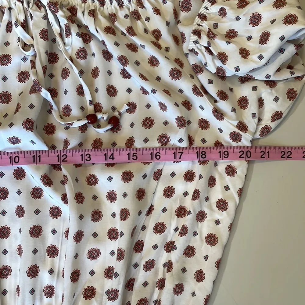 Off the shoulder boho elastic waist floral peasant top - Image 7