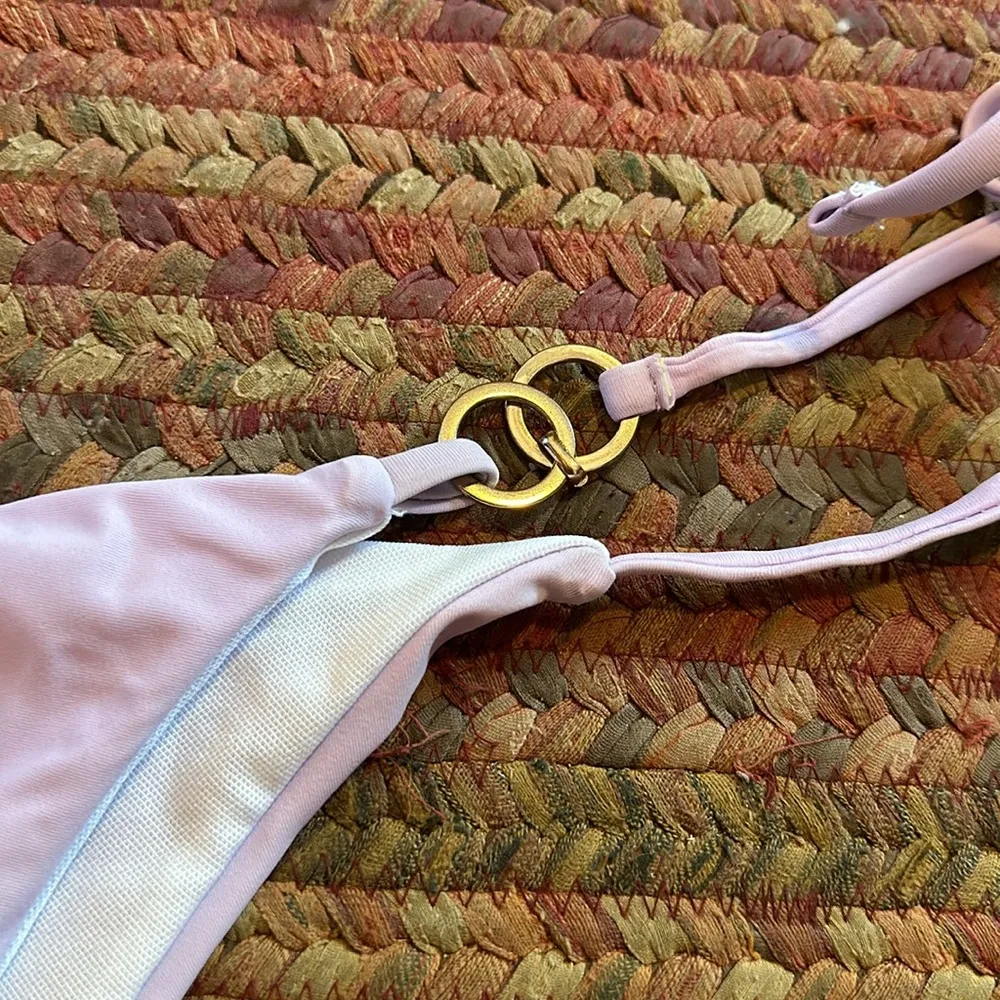 LAVENDER PURPLE CHEEKY GOLD RING DETAIL STRING BIKINI - Image 2