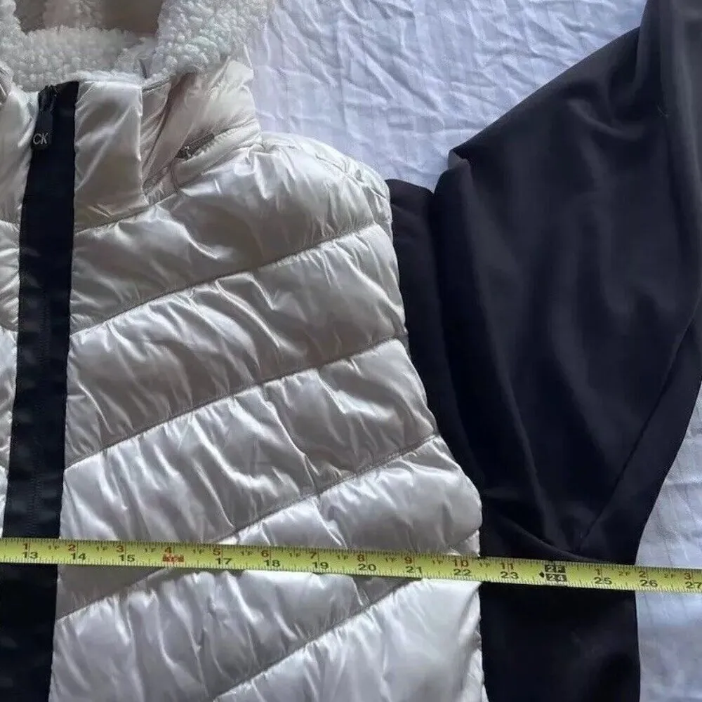 Women’s CALVIN KLEIN Women’s White Black Hooded Performance Pockets Jacket 3XL - Image 5