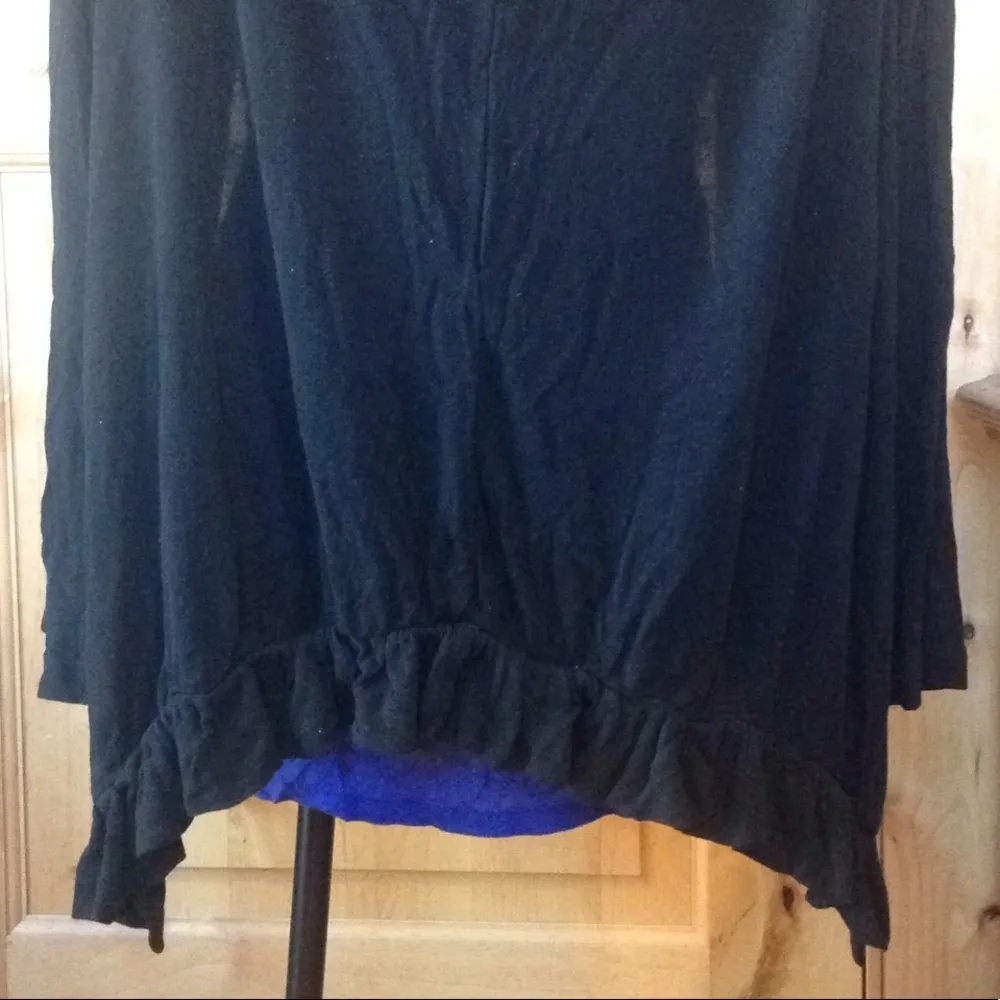 Anthro ELLA MOSS Blk Ruffled Hem Open Jacket EUC L - Image 5