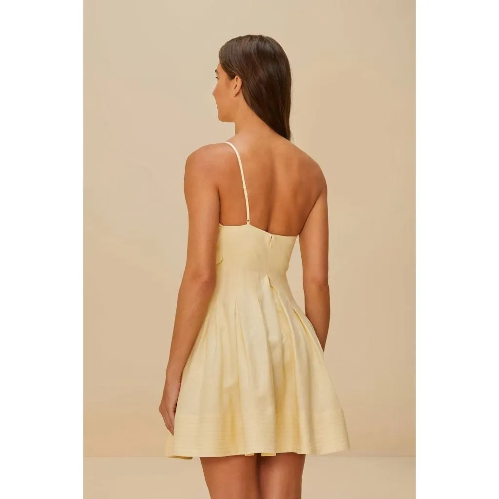 NWOT Farm Rio Lea One Shoulder Off-White Linen Blend Mini Dress Size L 3D Petal - Image 3