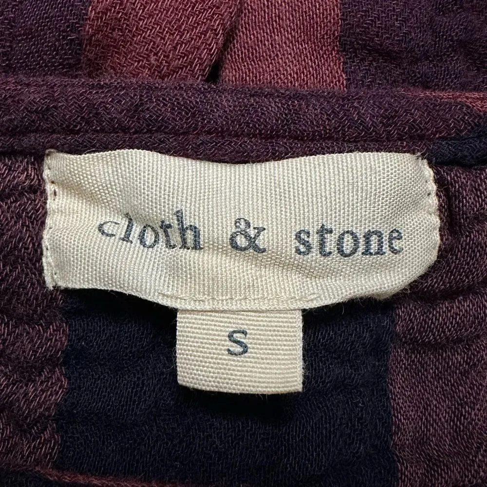 Anthropologie Cloth & Stone Gauze Plaid Lace Back Blouse Top, Sz Small - Image 10