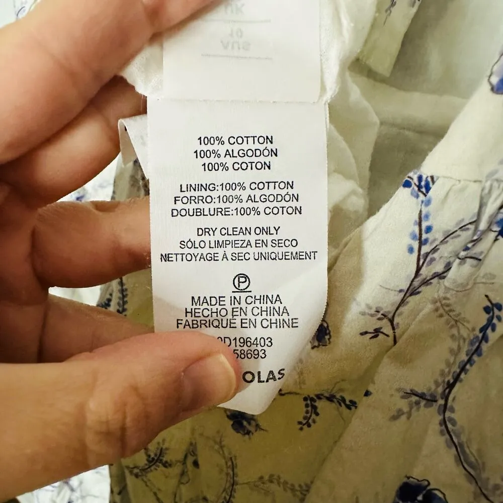 Nicholas Celie White Blue Floral Button Front Print Puff Sleeve Maxi Dress Sz 6 - Image 15