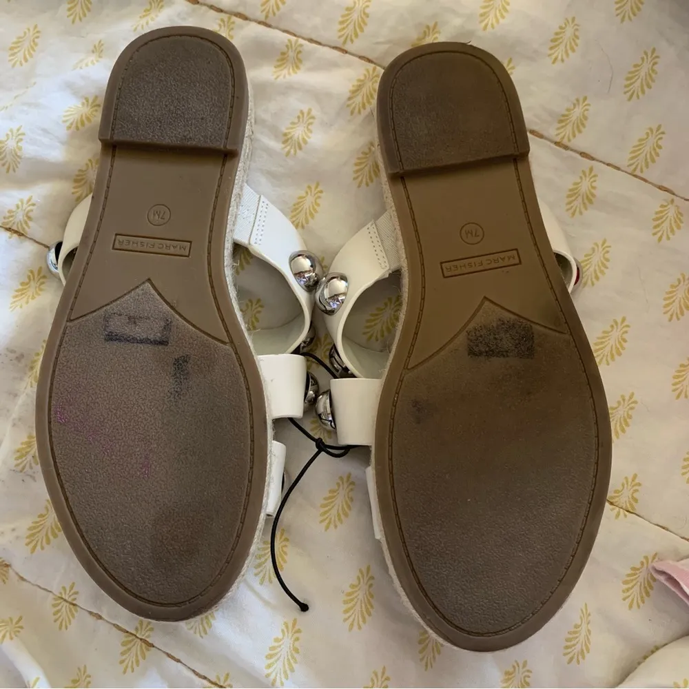 Marc Fisher white Prisca Ball Studded Espadrille Sandals - Image 3