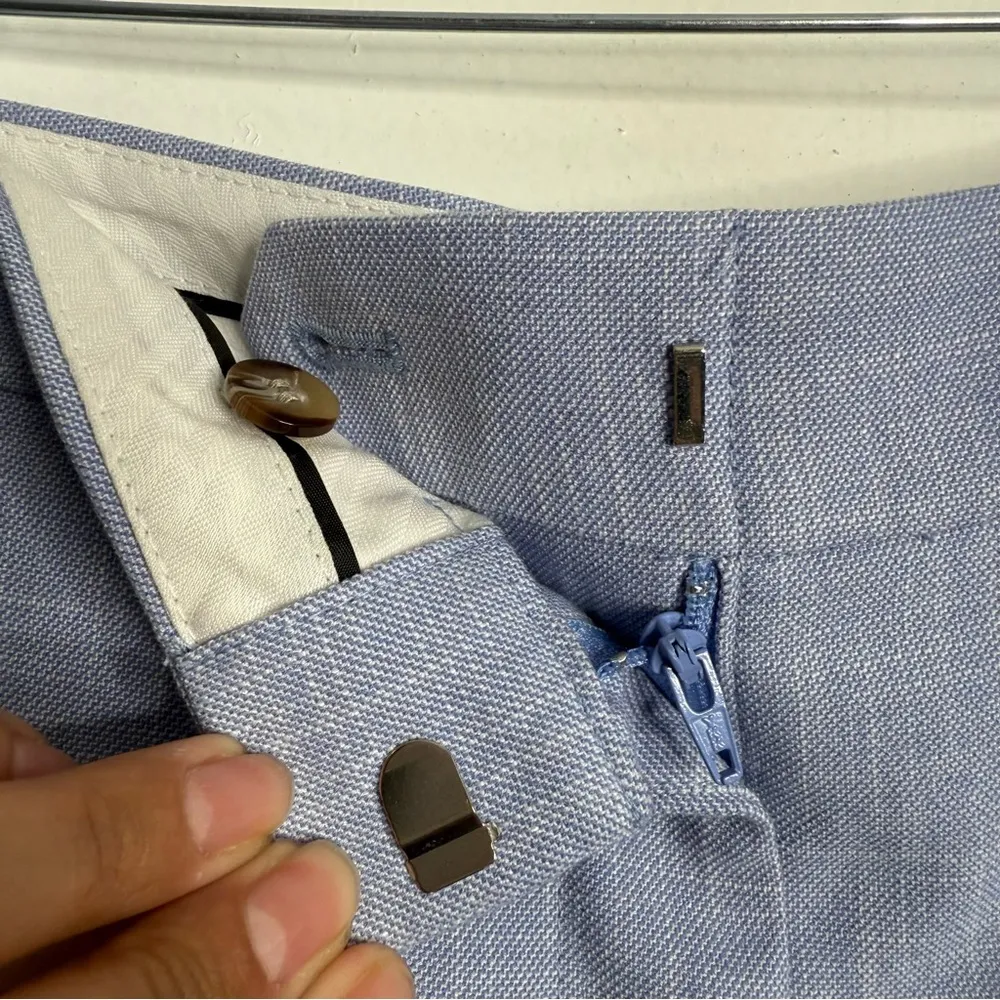 Ann Taylor The Wide Leg Dress Pant Crepe In Light Blue Textured Size 16 Workwear - Image 5