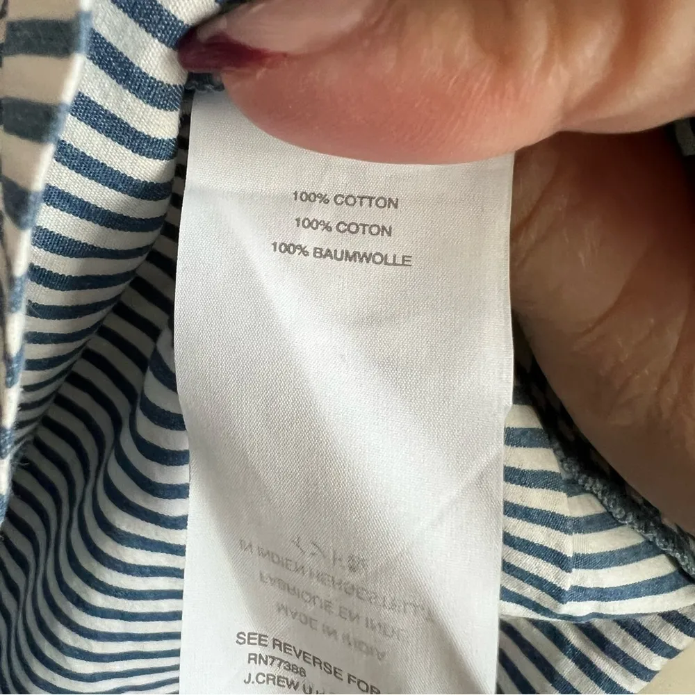 J. Crew MIDI Blue White Thalia Strip Side Button‎ Down Skirt - Image 8