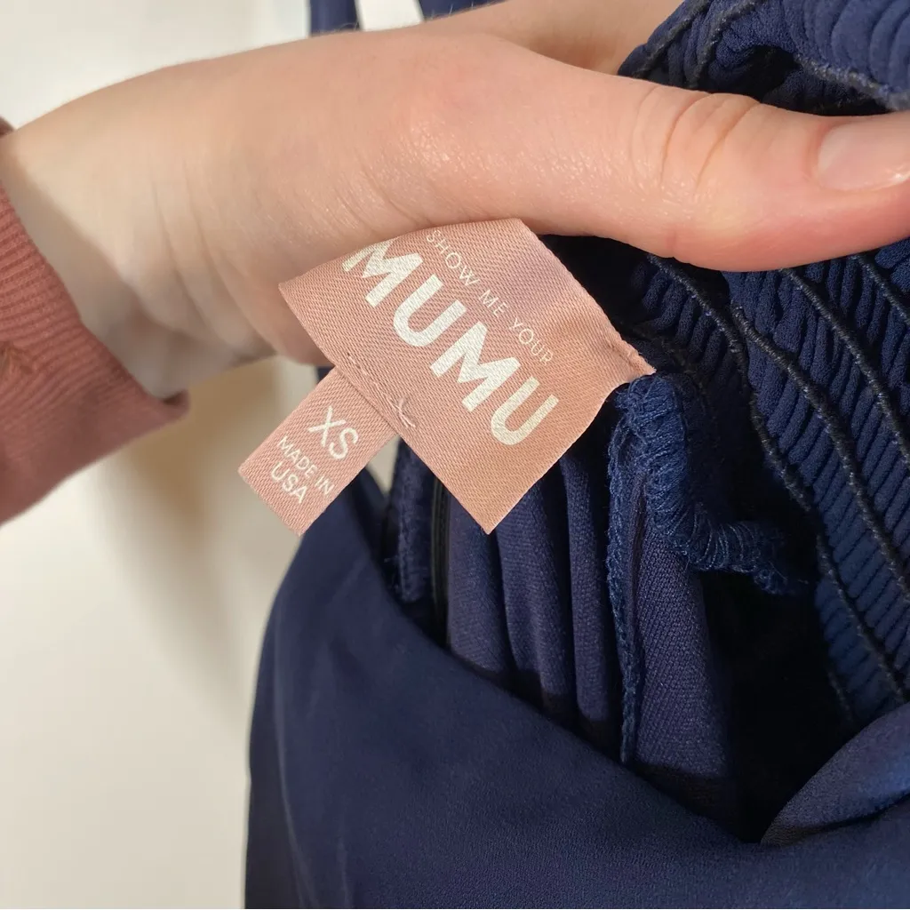 Show Me Your Mumu Claire Midi Dress in Rich‎ Navy Crisp Blue size xs - Image 8