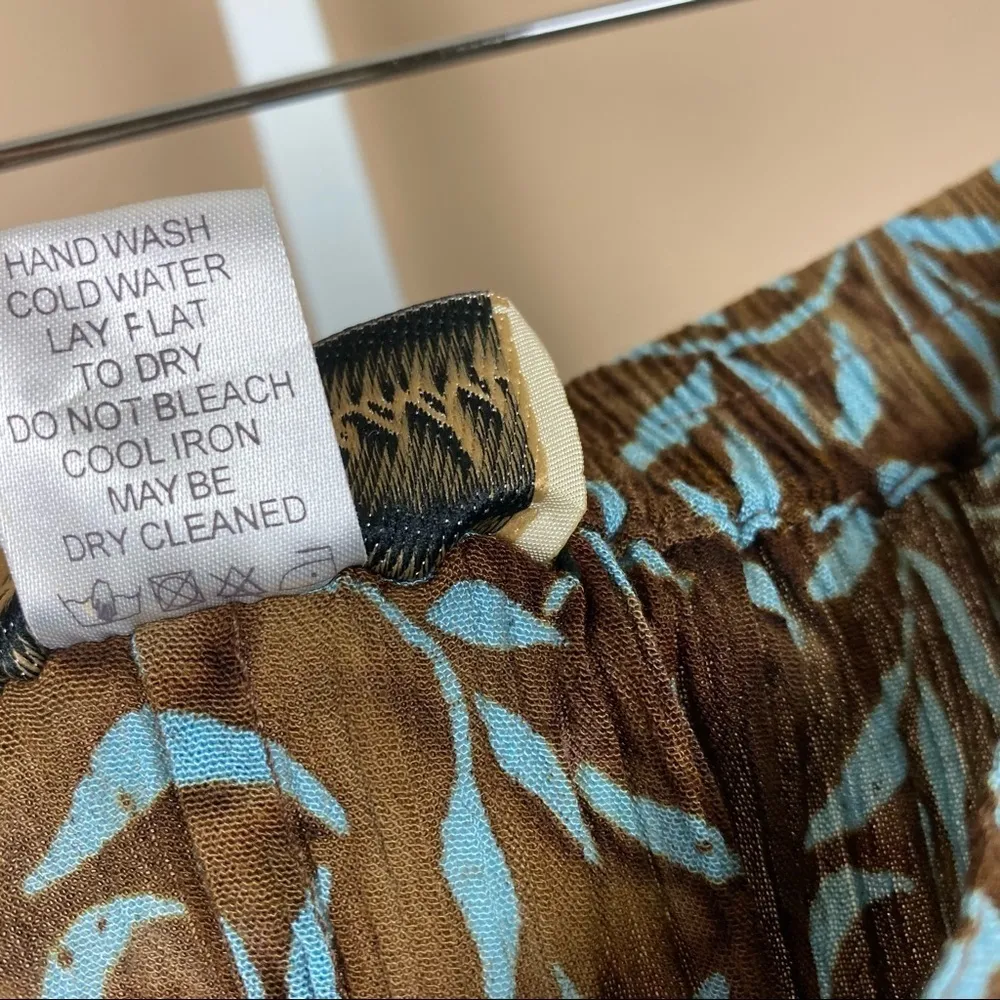 Vintage Red's Threads Medium 70’s Leaf Flowy Midi Skirt Floral Plants Nature Brown - Image 8