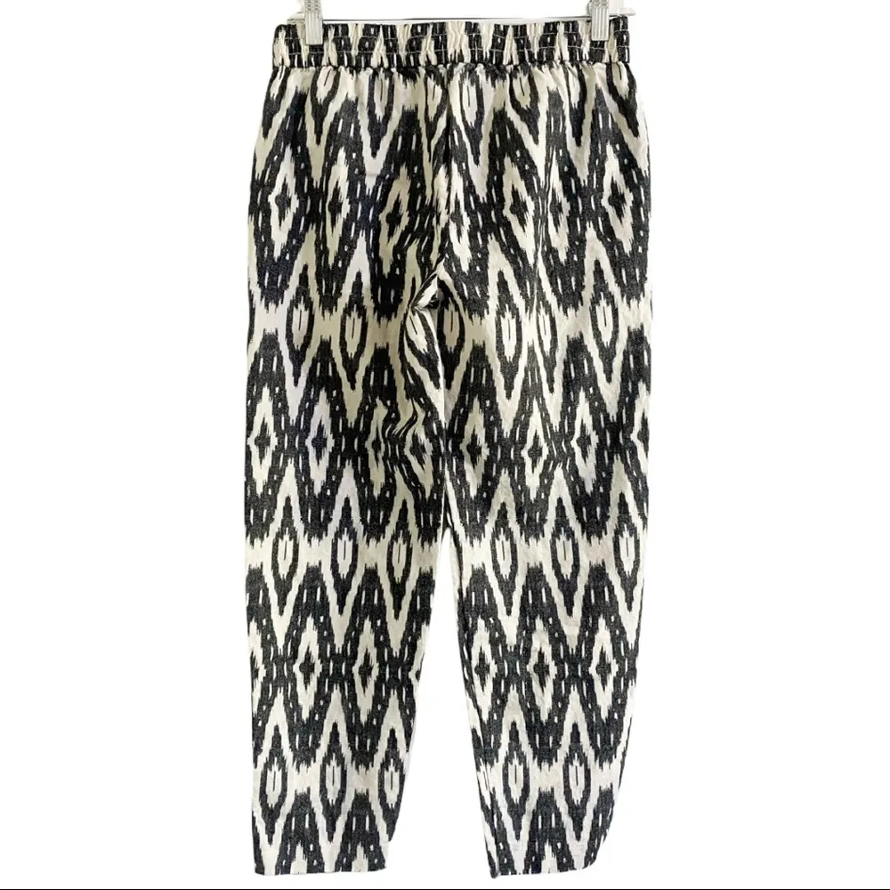 J. Crew Geometric Linen Blend Pull On Casual Pants Women’s Size 0 - Image 3